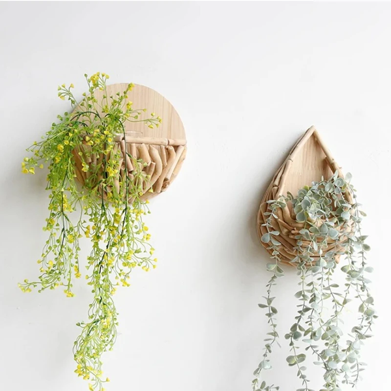 

‌ Деревянный настенный горшок ручной работы — современный держатель для суккулентов, полуподвесная корзина для креативного декора стен в гостиной