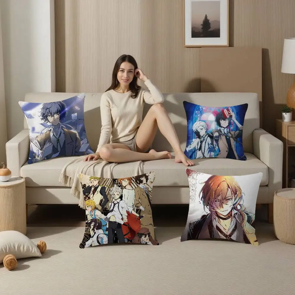 Anime Bungo Stray Dogs Cushion Cover Car Throw Pillow Case For Sofa Car Christmas Gift 40x40cm 45x45cm