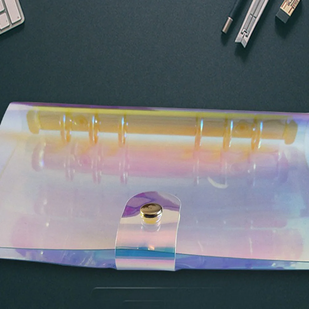 

Laser Loose-Leaf Binder Premium Pvc File Folder For School Office Business Colorful Transparent Steel Clip Binder Folder