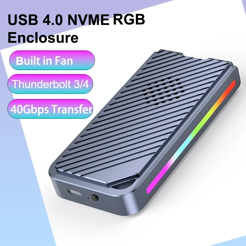 Ssd Nvme M2 Case Enclose Nvme To Usb 40gbps M.2 case Nvme external enclosure Rgb Case Nvme to Thunderbolt 4 for Macbook laptop