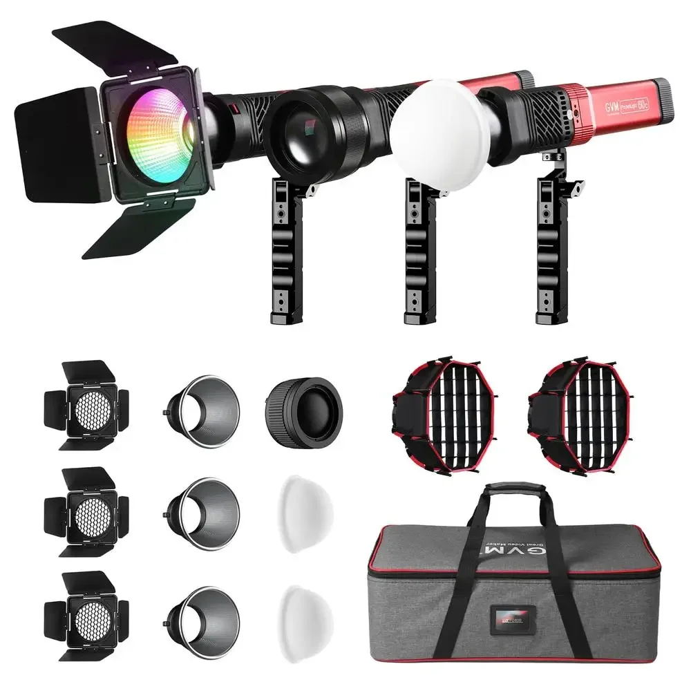 Portable RGB Video Light 60W COB Photography Lighting 3 Packs with Softbox IP65 Water Resistant For Outdoor Filming Youtube Live