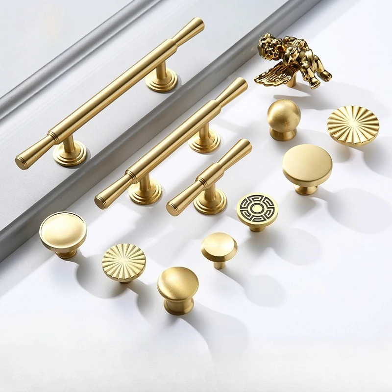

Modern Simplicity Solid Brass Furniture Handles Golden Handles for Wardrobe and Drawer Dresser Kitchen Cabinet Drawers Handles