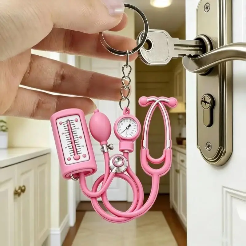 S Cute Mini Stethoscope Keychain  Nurse Bag Charm 2D Flat Doctor Gift For Keys Backpack