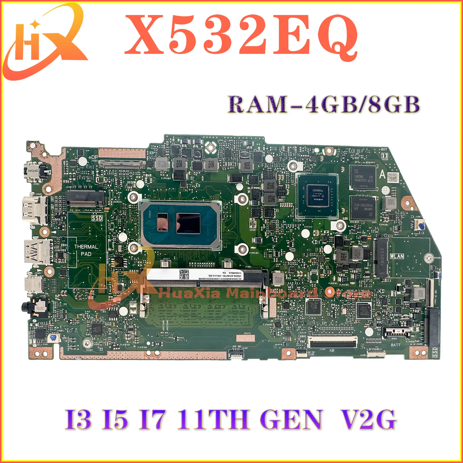 X532EQ Mainboard For ASUS VivoBook X532E K532EQ S532EQ V532EQ Laptop Motherboard With i3 i5 i7 11th CPU  1165G7 Gen 8GB/16GB-RAM