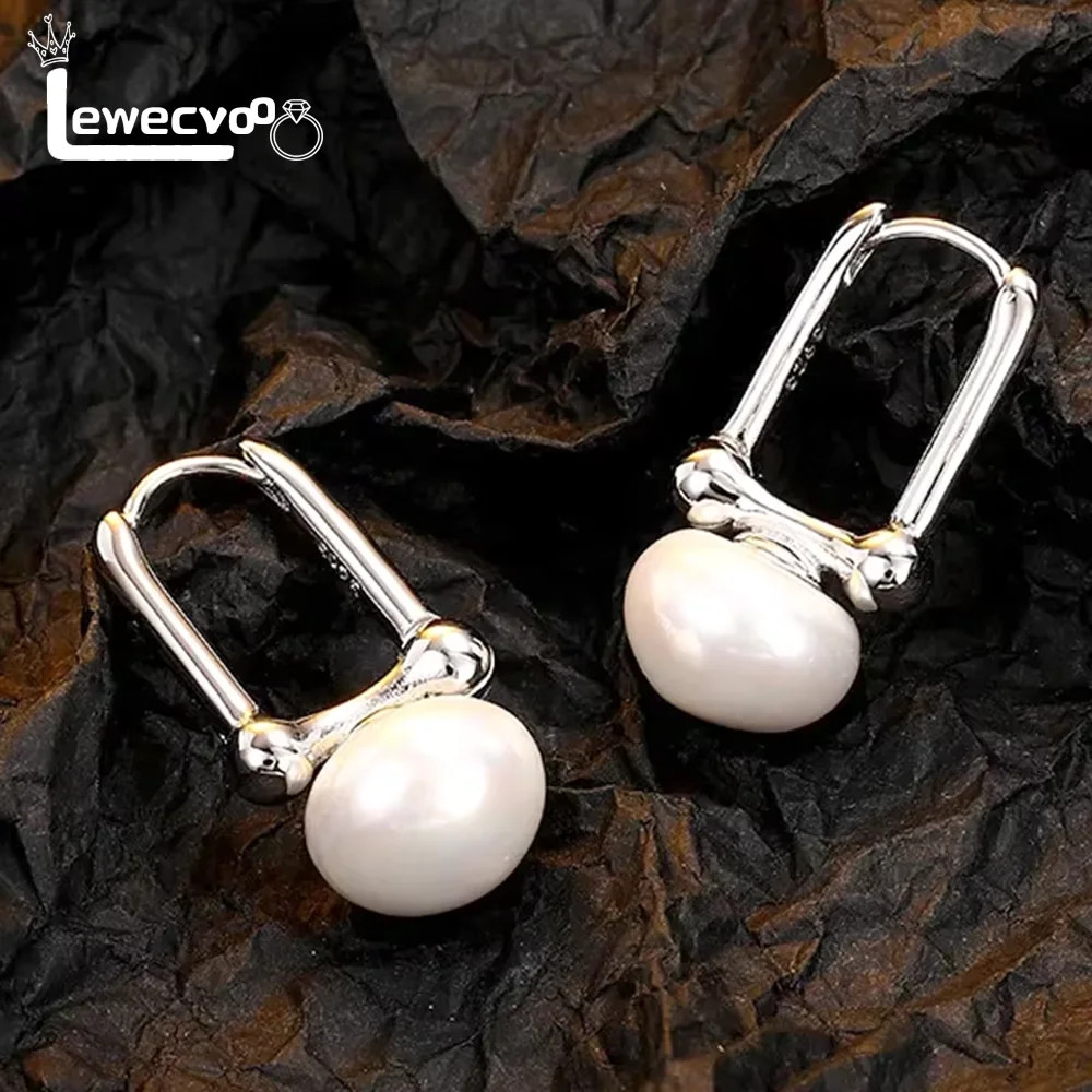 yichong Stamp 925 silver needle Simple Women Drop Earrings With Pearl Vintage Smooth Trendy Fine Jewelry