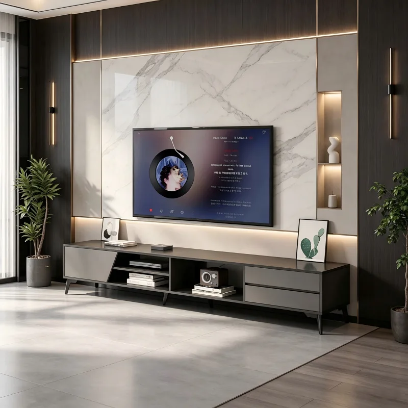 Nordic Industrial Tv Cabinet Design Aesthetic Wooden Solid Movable Tv Cabinet Corner Designer Mueble Television Home Furniture