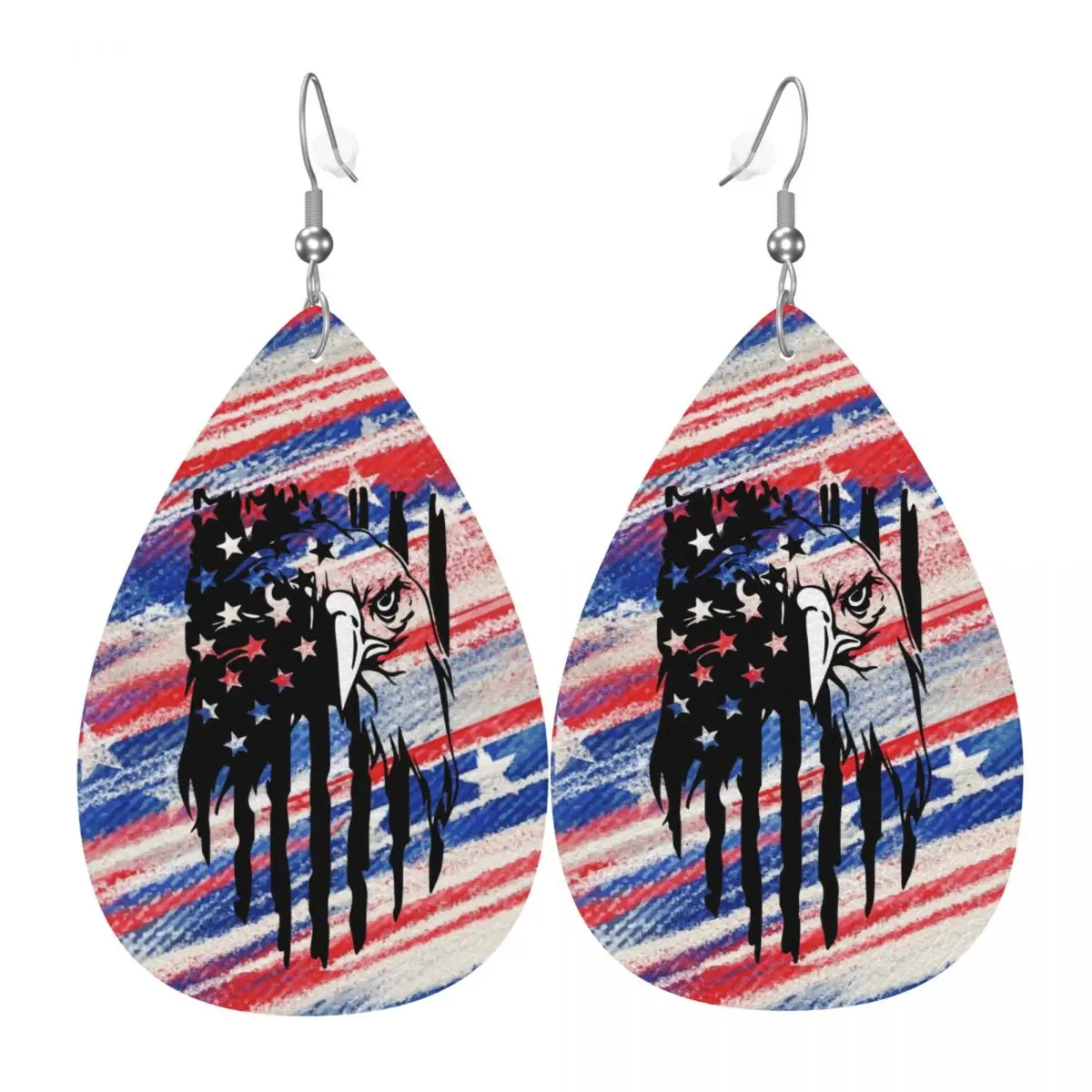 Custom Eagle America Flag Leather Teardrop Earrings for Women Leather Earrings Fashion Lightweight for Parties Holidays