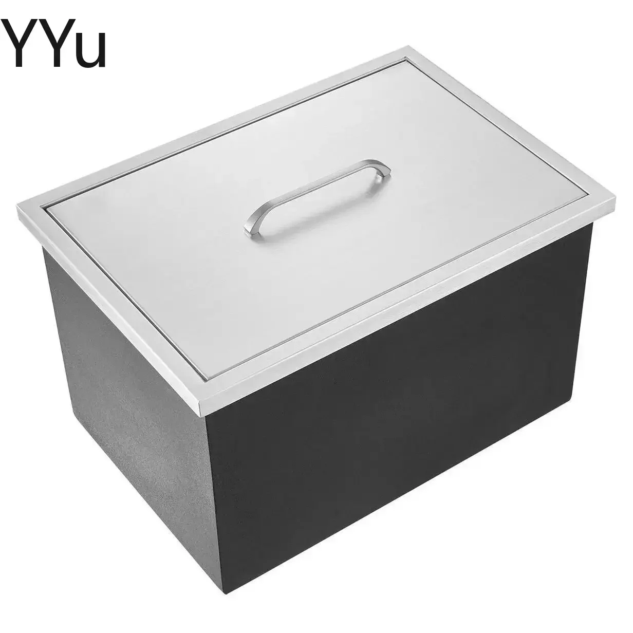 Stainless Steel Ice Tank Built-in Bar Milk Tea Coffee Shop Commercial Ice Storage Tank Portable Ice Cube Storage Box with Lid