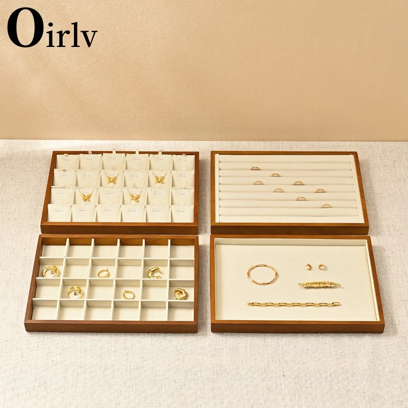 

Oirlv Solid Wood Jewelry Display Exquisite Jewellery Holder Portable Ring Earrings Necklace Organizer Box organizator de boys