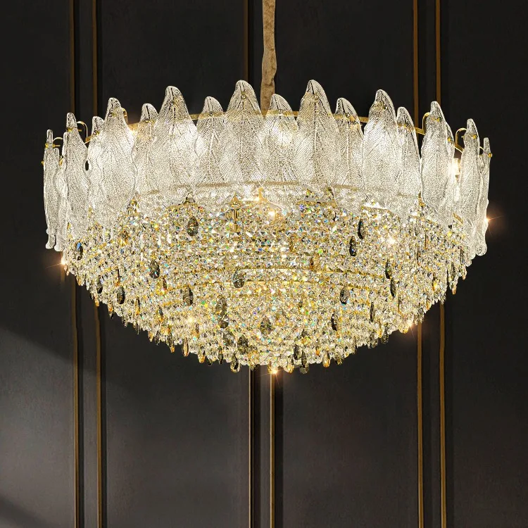 French modern light luxury high-end living room lamp Zhongshan high-end crystal chandelier