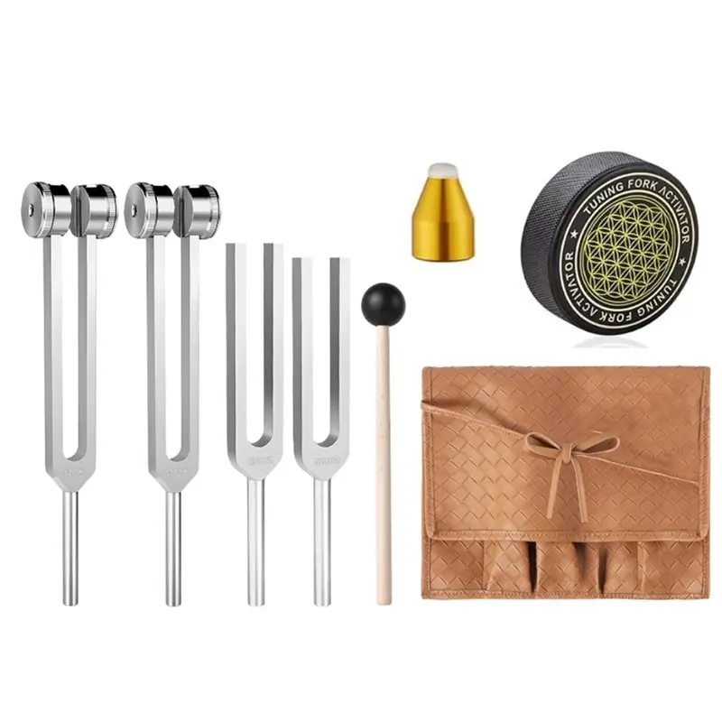 A33Z-Tuning Forks For Healing(528Hz, 432Hz, 136.1Hz, 128Hz),Weighted & Unweighted Tuning Forks Set For Chakra/Sound/Yoga