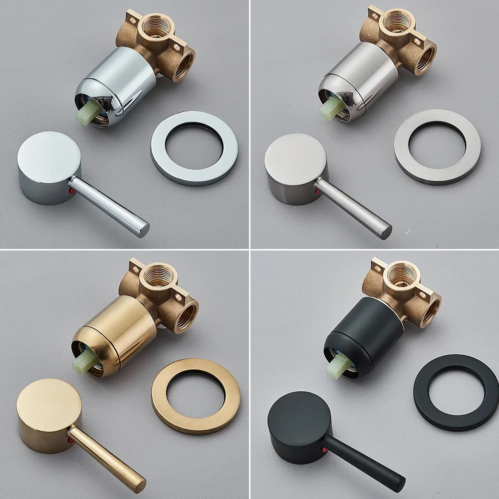 

Brass Mixer Tap Bathroom Water Faucets Shower Diverter Valve Black Chrome Concealed Bifunctional Hot Cold Valve Contral Valve