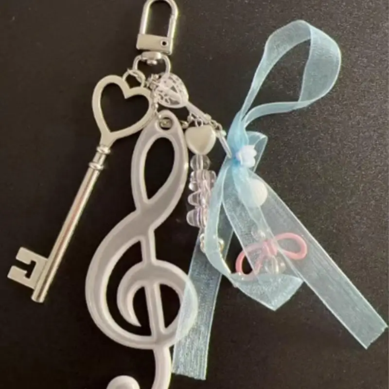 Creative Musical Note Keychain Bowknot Music Symbol Keyring for Women Men Handbag Backpack Pendant Theater Souvenir Gifts