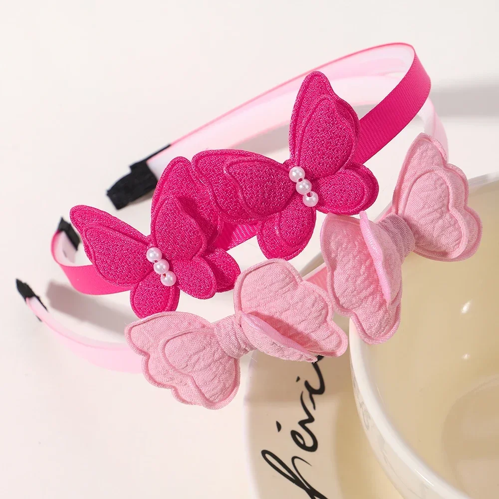 2Pcs/lot Candy Color Hair Band for Baby Girl Lovely Butterfly Children's Hair Hoop Cute Bows Kids Headwear Hair Accessories Gift