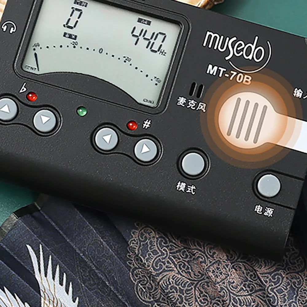 Musedo MT-70B Tuner With Clip-On Pickup & Built-In Microphone Electronic 3 In 1 LCD Tuner Metronome Tone Generator For Guzheng