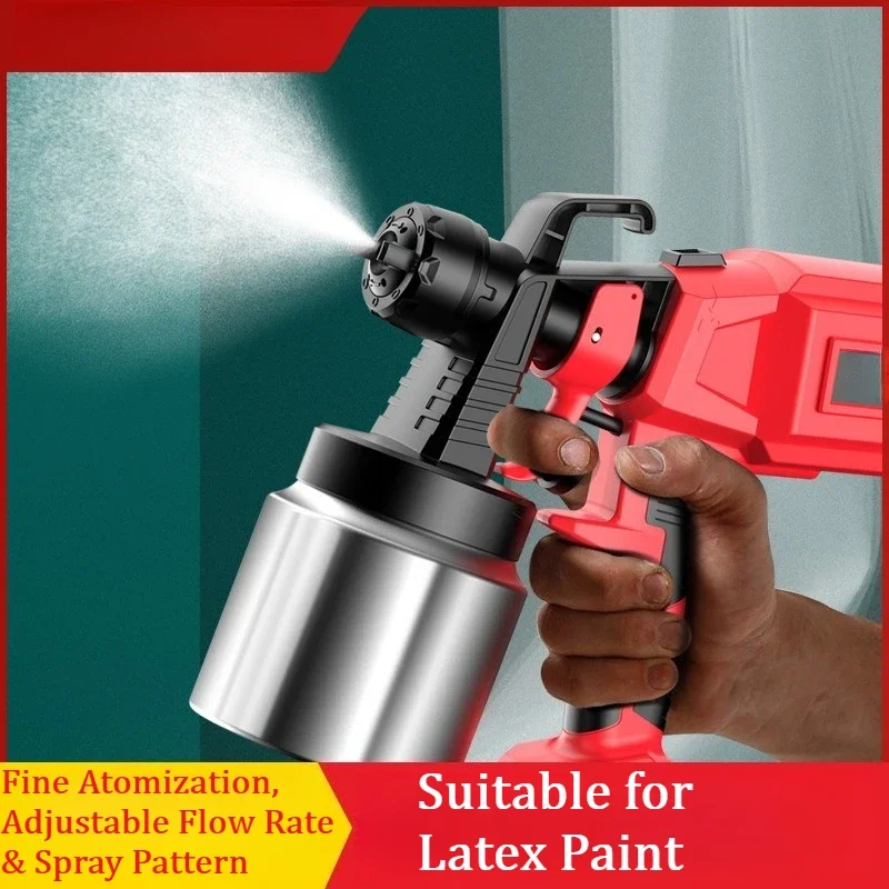 Electric Paint Sprayer Cordless Lithium Battery Home Spray Gun for Latex Paint Painting Tool