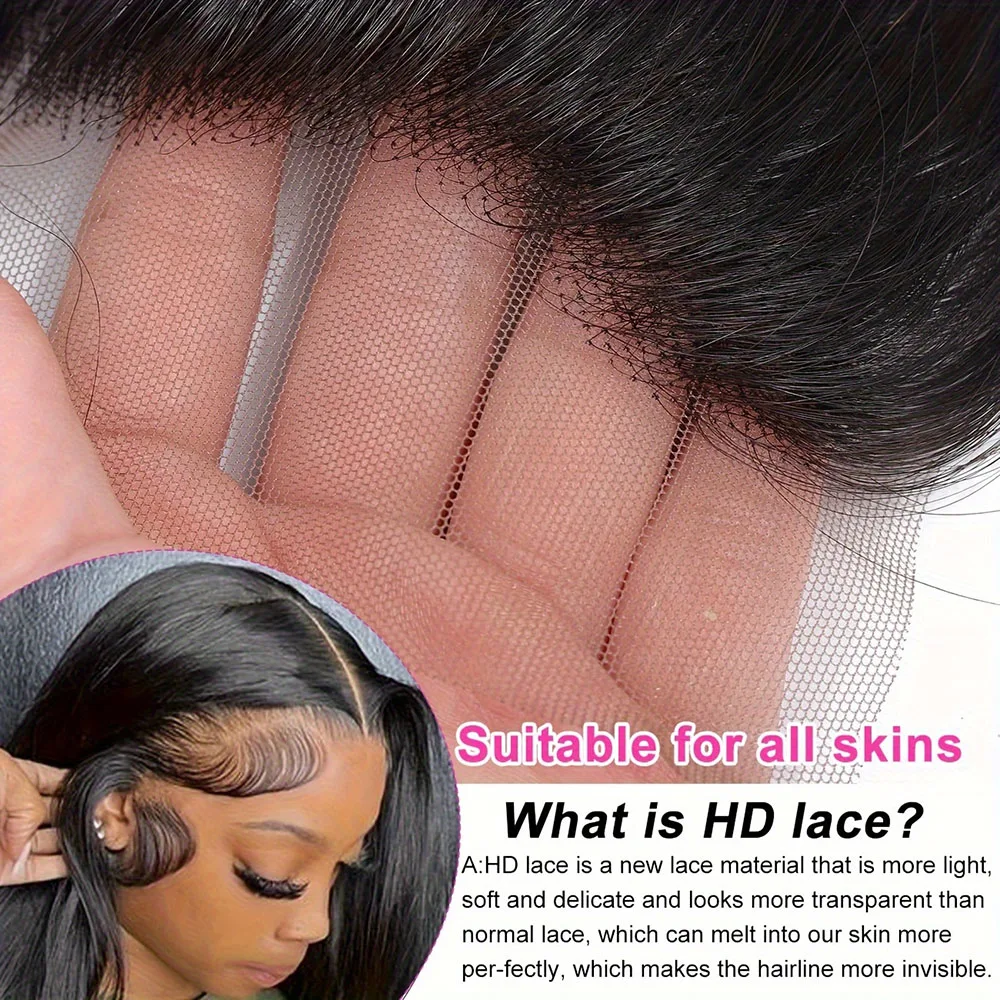 13x4 HD Lace Frontal Wig 100% Brazilian Human Hair Wig Kinky Straight Lace Closure Natural Color Human Hair Extensions For Women image 5