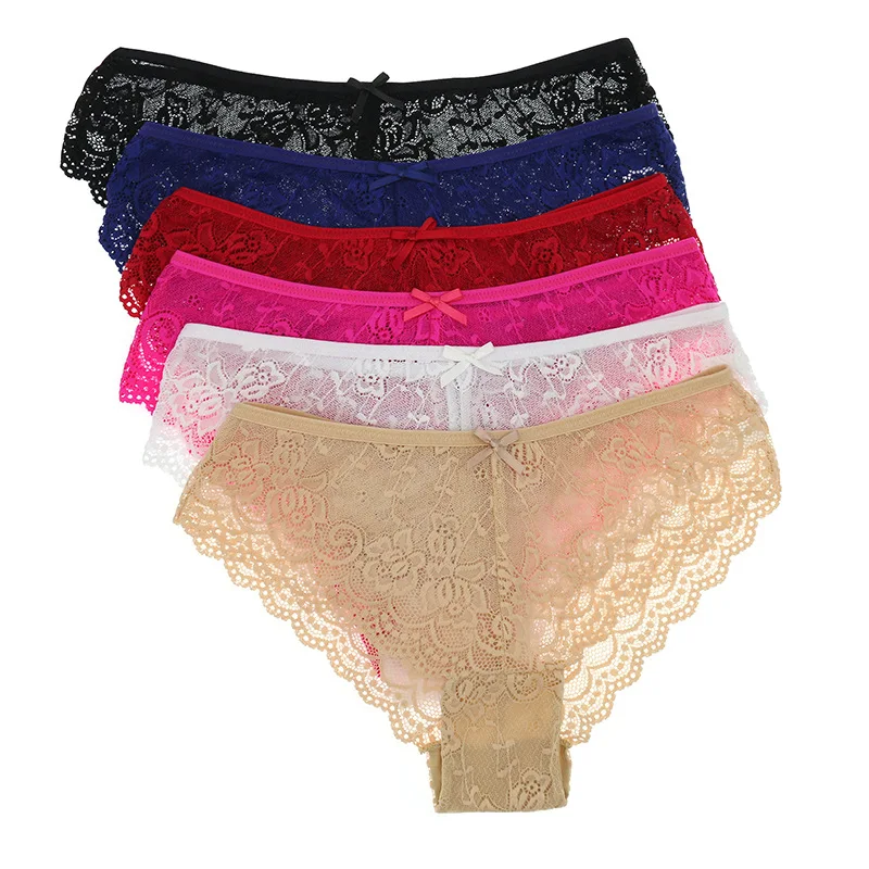 3PCS/Lot Sexy Girls Thongs Floral Lace T-Back M-2XL Bikini Underwear Ladies Underpants Women Low-Rise G-string Panties Lingerie