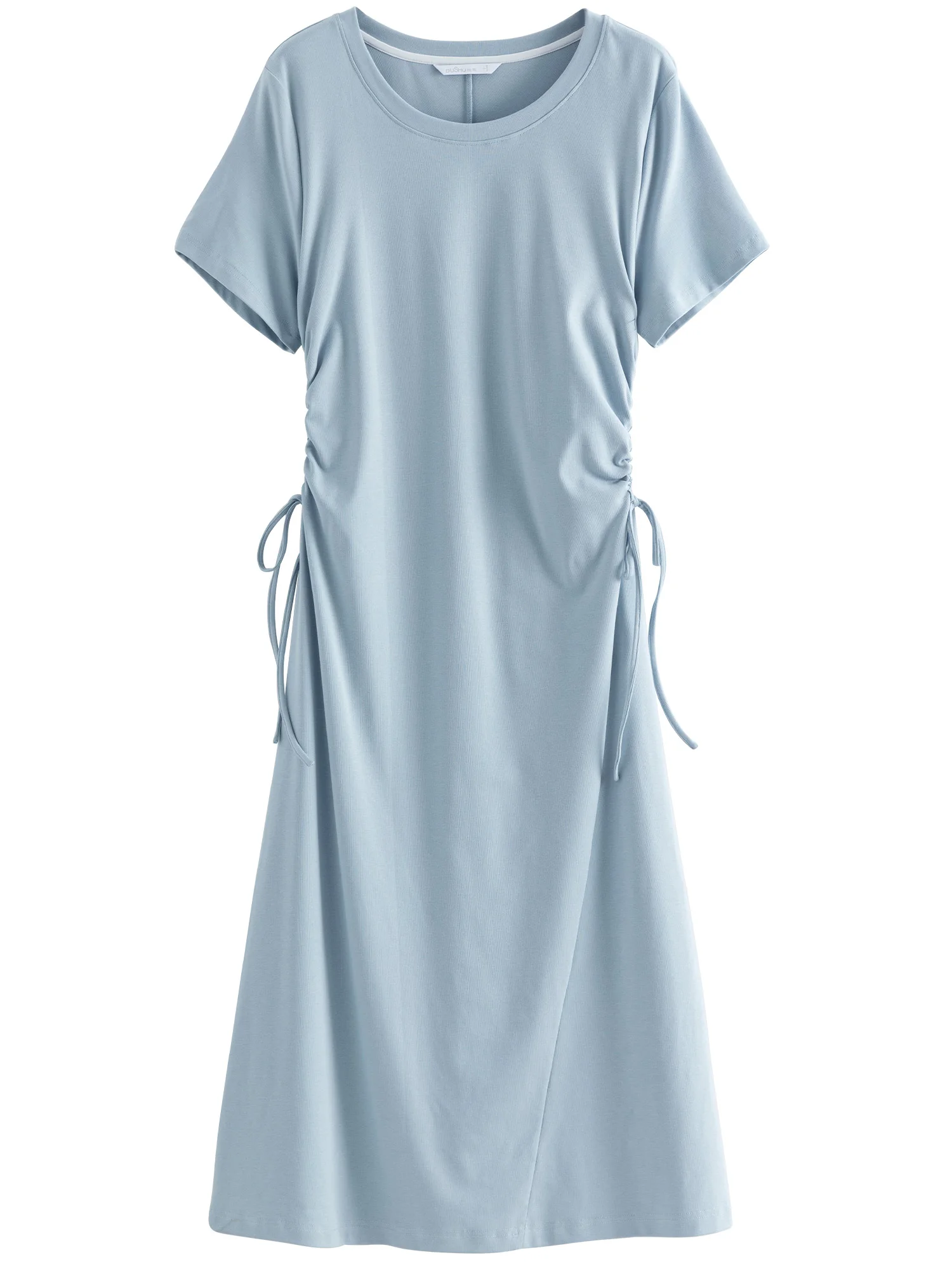 DUSHU-Robe t-shirt à col rond pour femme, robe longue simple, robe rose décontractée, femme, printemps, nouveau, 3 tours, 24DY82827