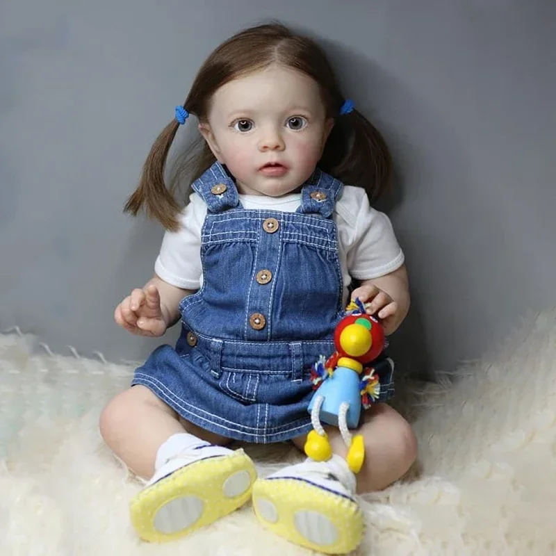 

24inch already finished Lifelike handmade reborn doll Fashion Girl Missy soft cloth body Real Touch 3D Skin Rooted hair