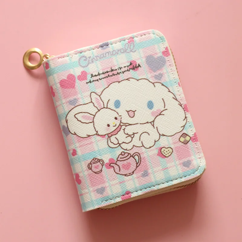 Porte-monnaie Sanurgente mignon Kawaii, Hello Kitty, My Melody, Kuromi, Cinnamoroll, porte-clés, sacs à fermeture éclair, porte-cartes, sac étudiant