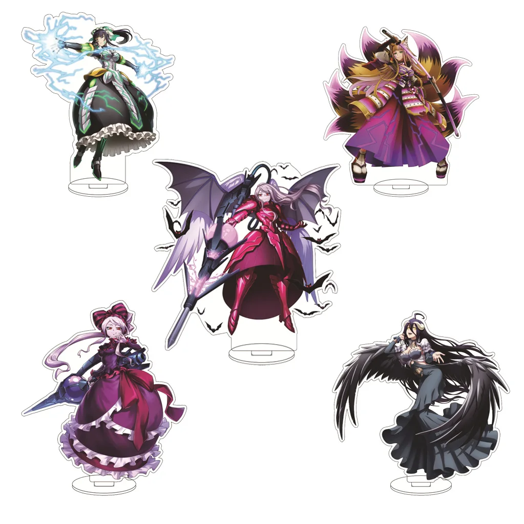 Figura de Acrílico de 16CM do Anime Overlord: Mare Bello Fiore, Ainz Ooal Gown, Shalltear Bloodfallen e Albedo, com Base, para Presentes e Decoração