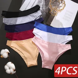 Seamless Women's Cotton Briefs Women Panties Intimates Solid Breathable Underwear Female Low Waist Comfort Lingerie 4PCS/Set