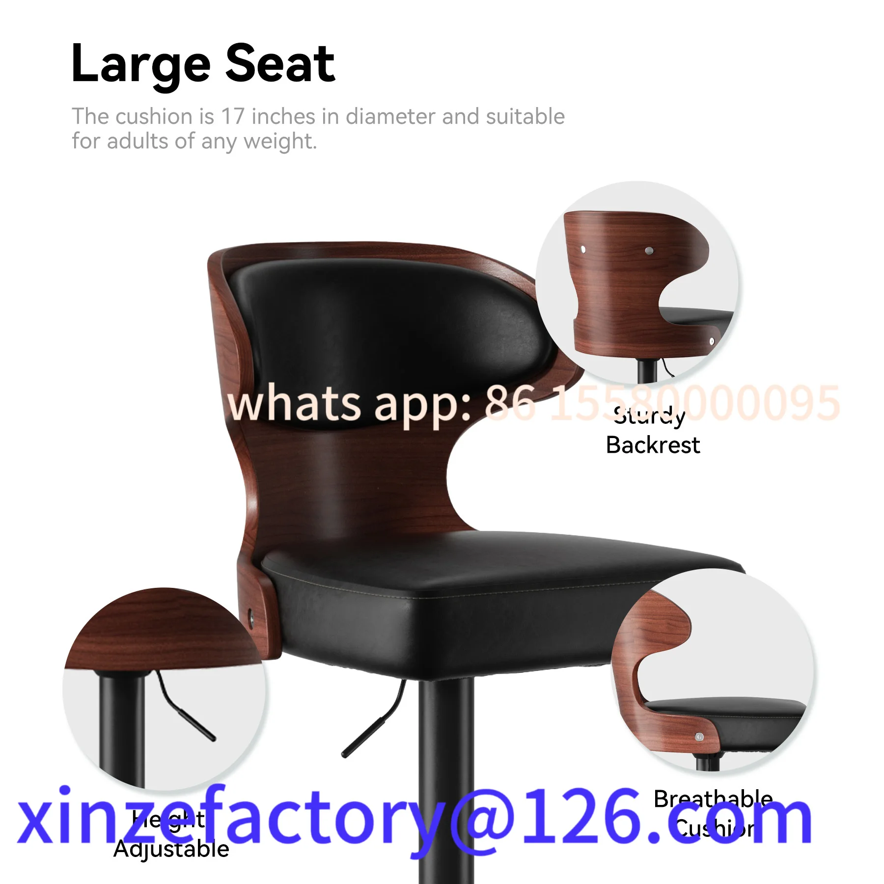 カスタマイズ可能な2脚のハイダイニングチェア、回転式調整バーチェア、キッチン、リビングルーム用ソフトパック背もたれ