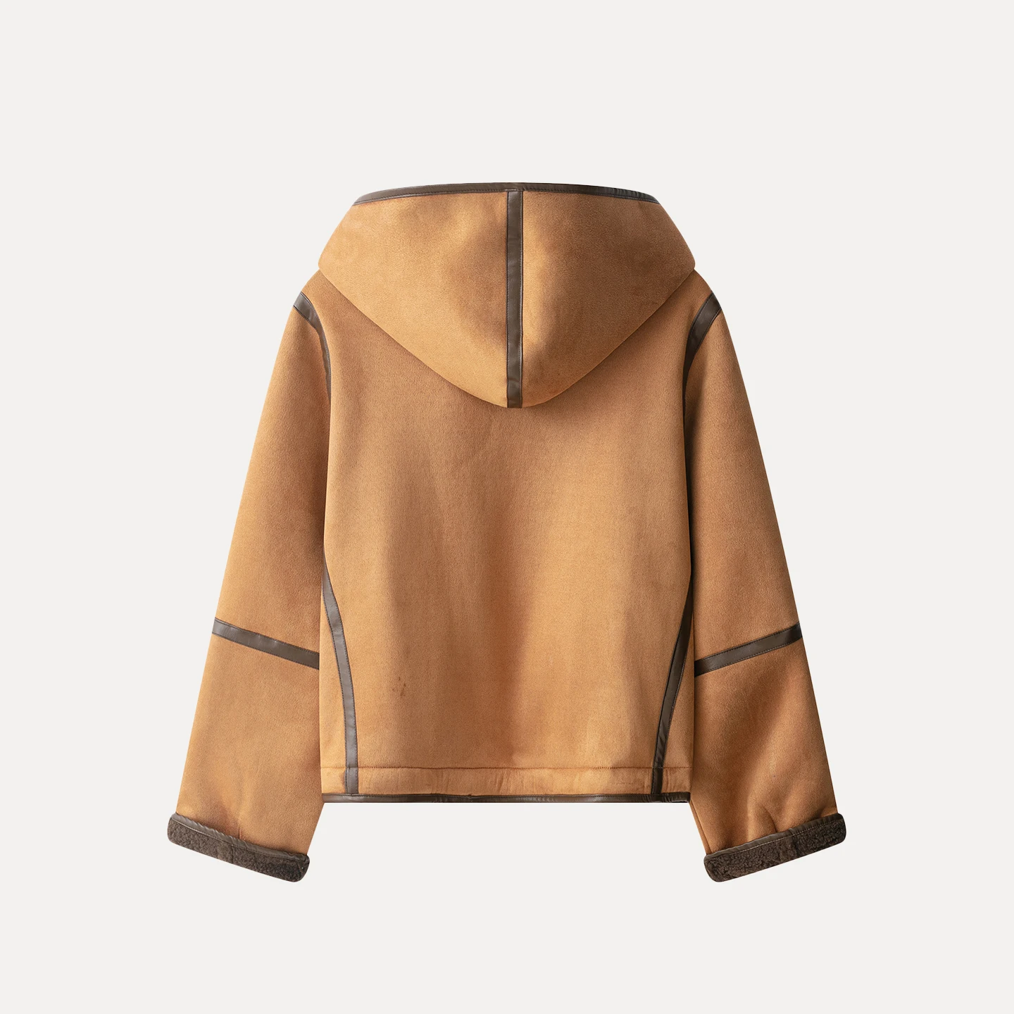 Faionable Women's Leather And Fur Coat with Hood And Horn Buttons Autumn New Arrival Stand Fit Long Sve European Sle