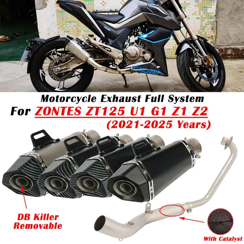 

For ZONTES ZT125-U ZT125 G1 U1 Z1 G1 2021 - 2025 Motorcycle Exhaust Escape Full System Modified Muffler With Catalyst DB Killer