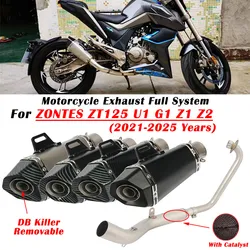 For ZONTES ZT125-U ZT125 G1 U1 Z1 G1 2021 - 2025 Motorcycle Exhaust Escape Full System Modified Muffler With Catalyst DB Killer