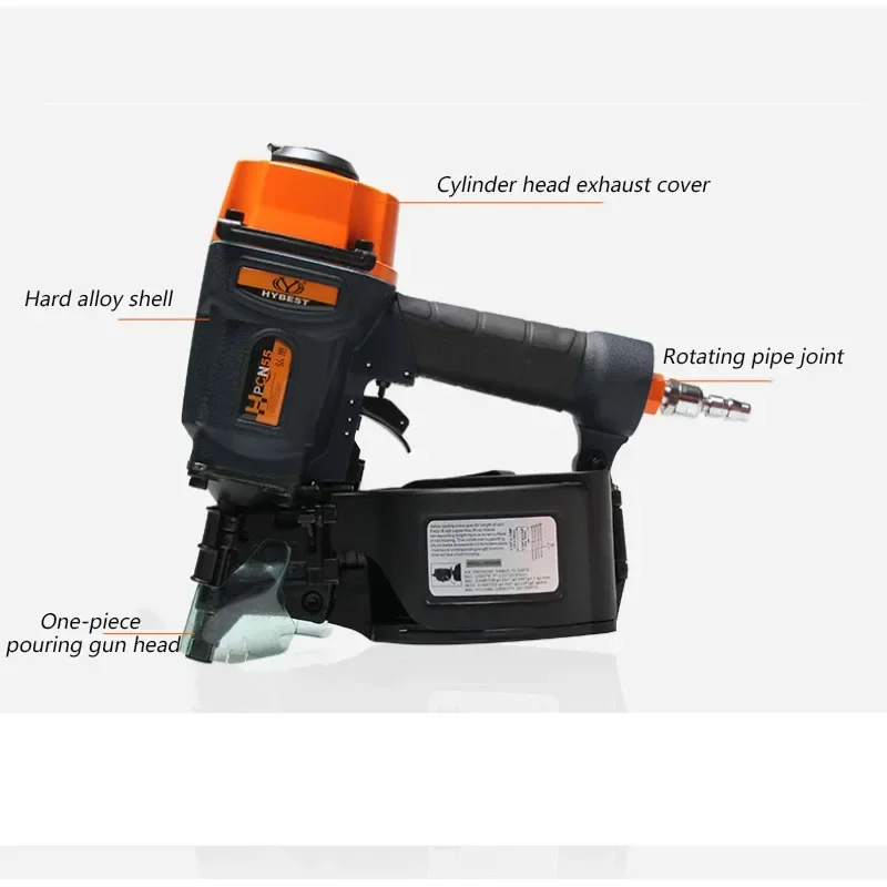 New New HPCN55 Portable One Machine Multi-Purpose Small Pneumatic Coil Nail Gun Guard Plate Wooden Box Pallet Nailing Machine Na