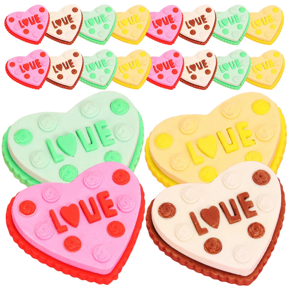 20Pcs Cake Erasers Small Heart Shape Colorful Party Favors Bulk Creative Erasers School Rewards for