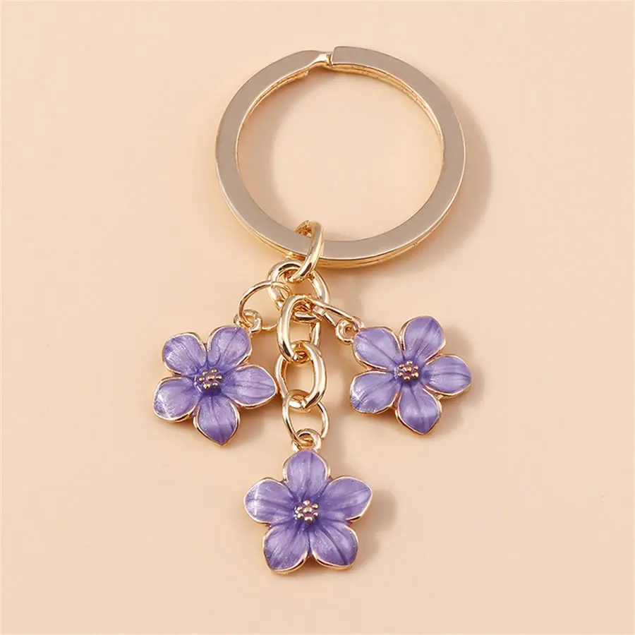 Fashion Cute Sakura Flower Keychain For Women Shoulder Bag Backpack Pendant Keyring Accessories