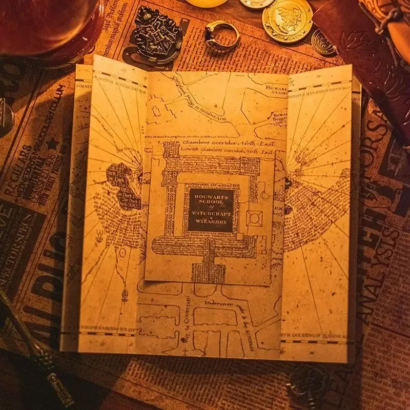 Billete de escuela de Hogwart de Harry Potter, Mapa del Marauder, colección de escuela de mago, Papel Kraft de calidad, regalo de estampado dorado