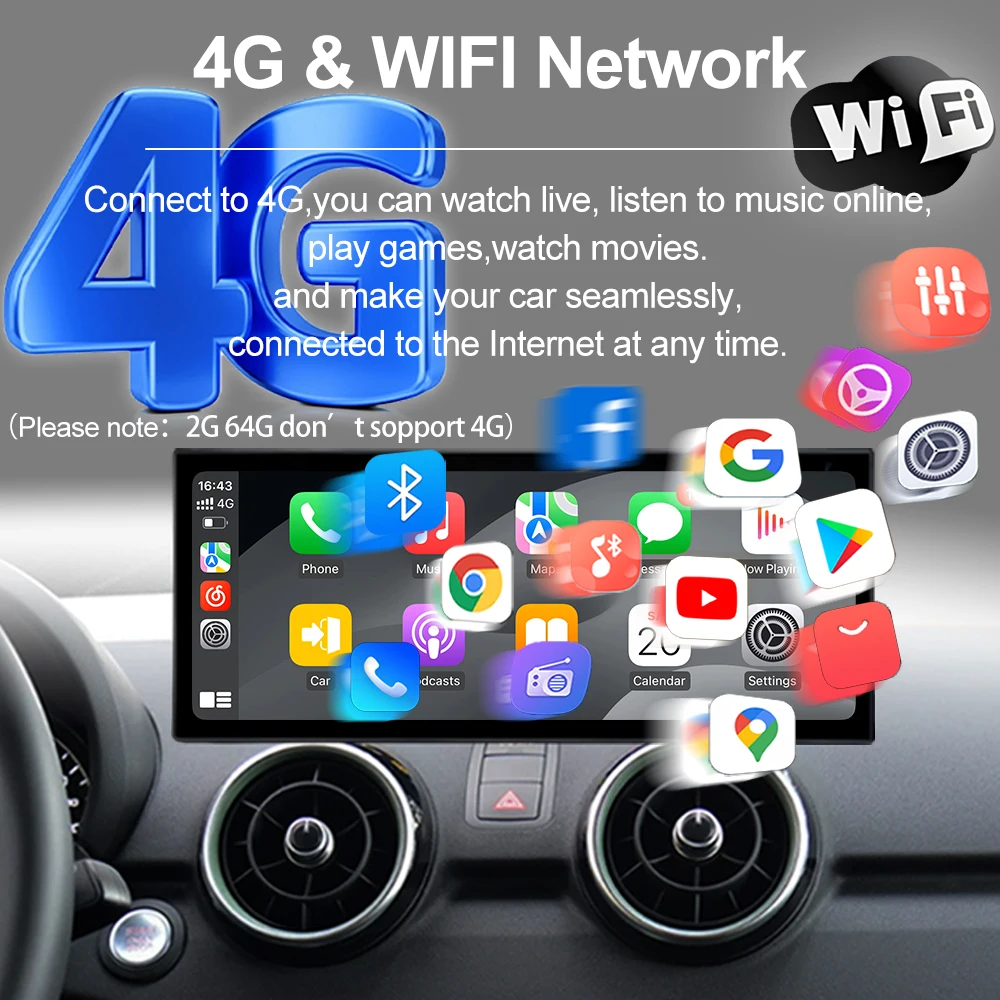 Wireless CarPlay Android Auto For 12-18 Year AUDI A1 RMC HNR 12.3" Car Multiledia Players Video Bluetooth 4G Wifi GPS Navigation view 5