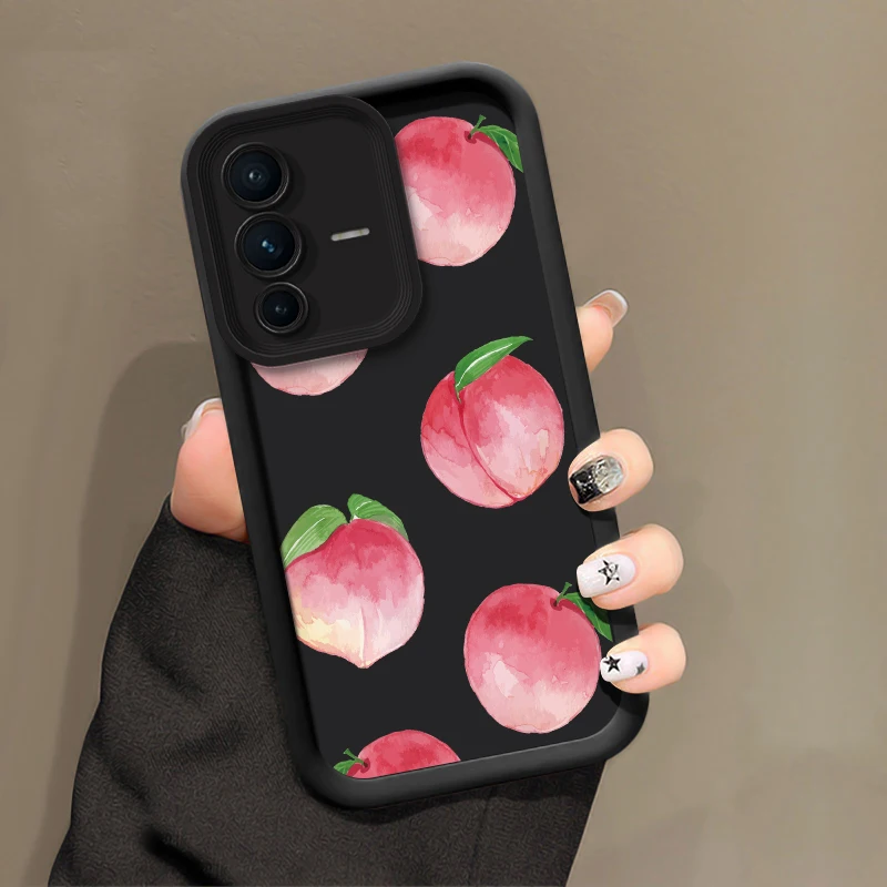 الفواكه سيليكون جراب هاتف ل Vivo V60 V50 V40 Pro V27E V27 V25 V23 V23E V30 SE V30E V29E V29 الخوخ البرتقالي غطاء مقاوم للصدمات #4