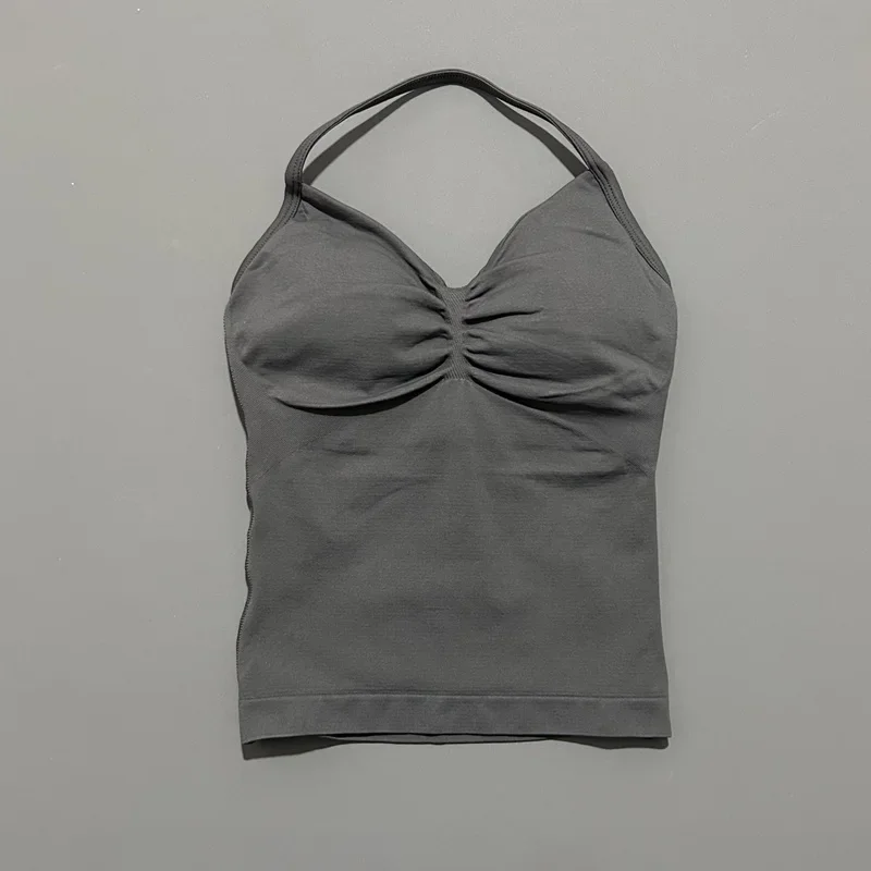 HISTELLO Halter-Yoga-Tanktop für Damen, sexy, mit Trägern, rückenfrei, schmale Passform, gepolstert, atmungsaktiv, für Fitness, Laufen, Workout, Sport-Tops – Detail 26