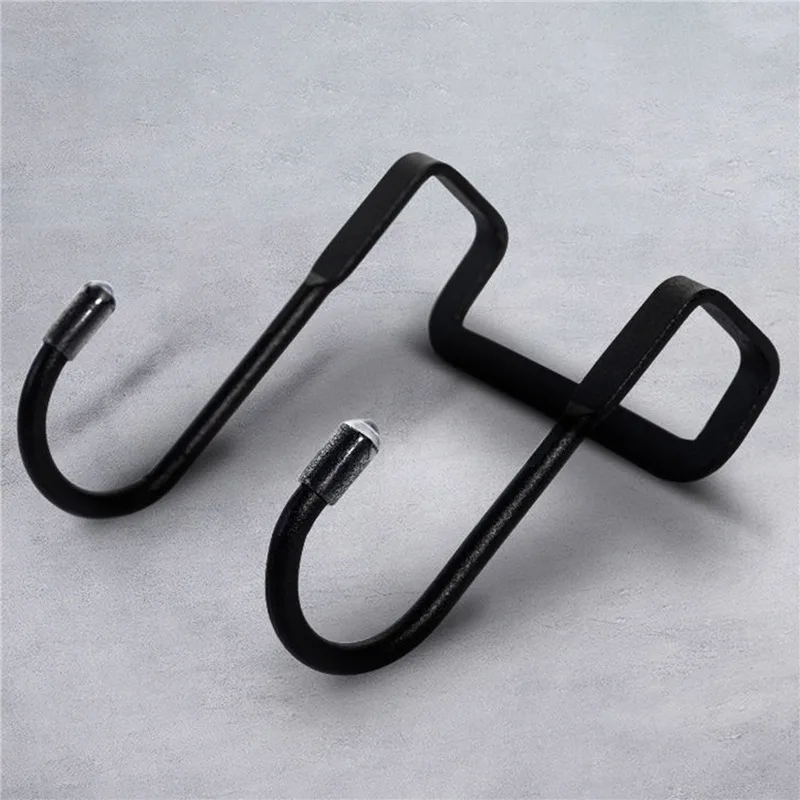 Aço inoxidável Free Punching Towel Hanger, Cabinet Door Back Hooks, No Trace S-Type Door Hanger, Coat Cowl Double Small Hooks