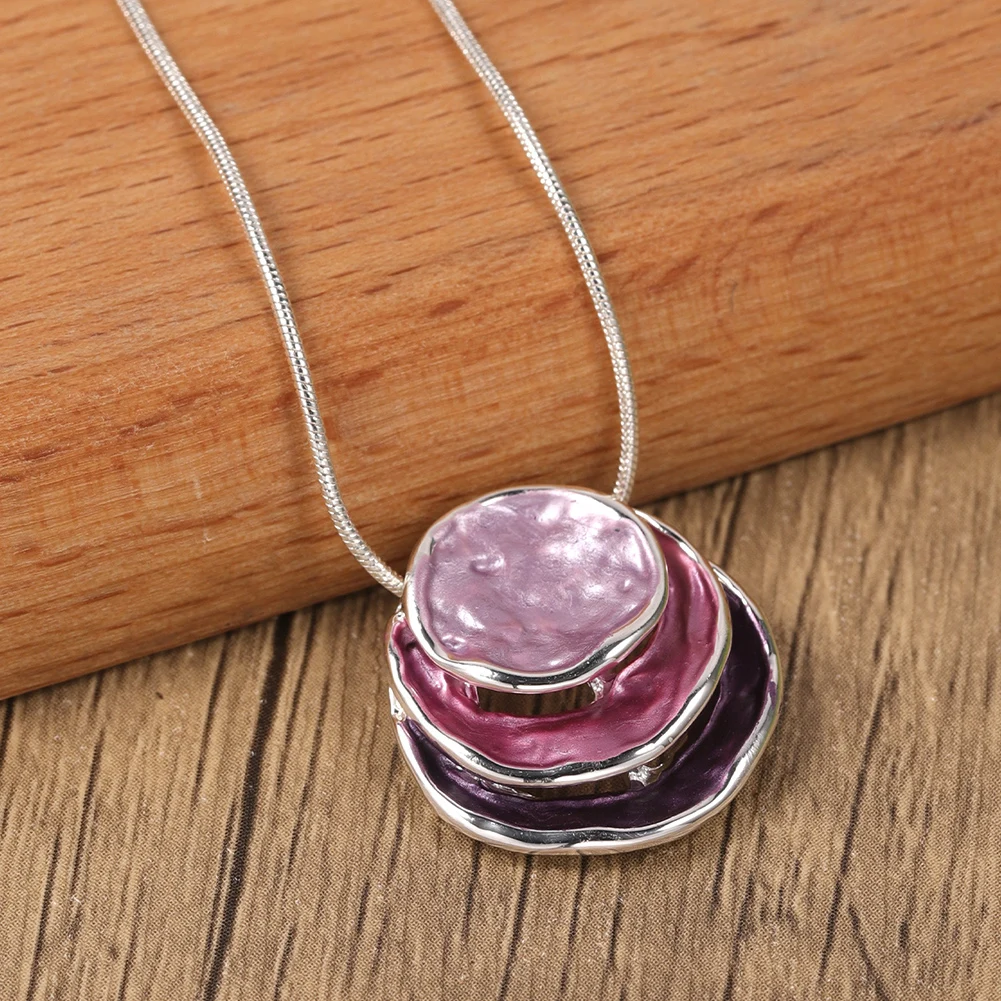 Cring Coco Thin Coating Pendant Necklace Round Three Layer Color Zinc Alloy Necklace Mother\'s Day Popular Jewelry for Women 2024