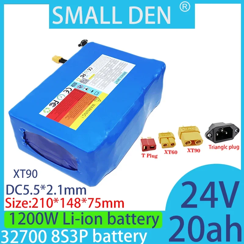 

24V 20A Lifepo4 battery pack 8S3P 32700 with built-in 40A same port balanced large capacity BMS for charging and discharging