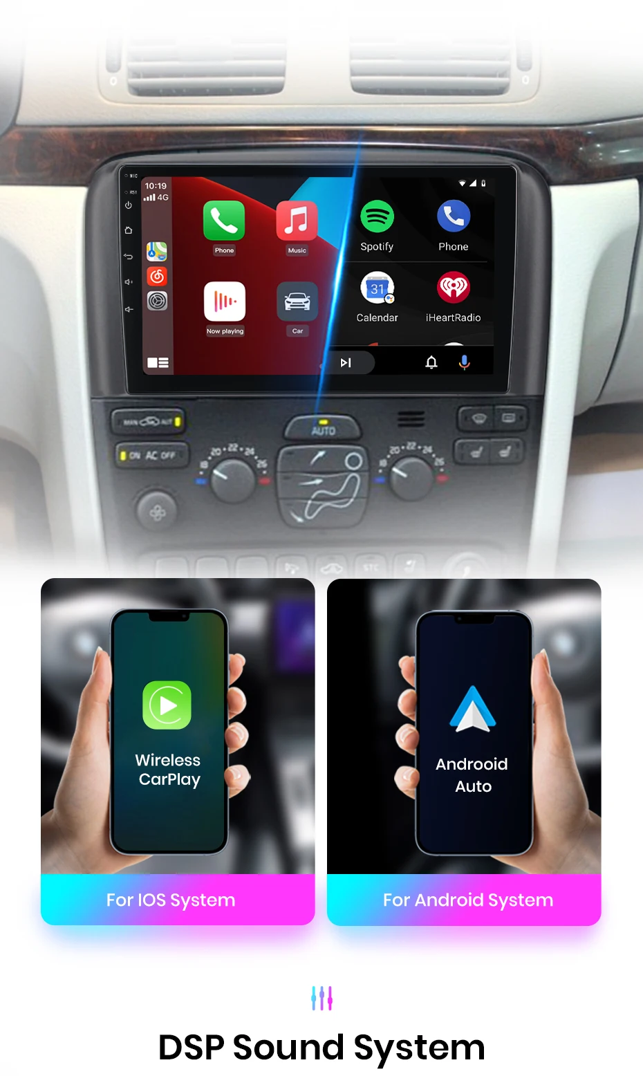 Junsun kabelloses carplay android auto radio für volvo s80 2010-2015 1998 kamera auto intelligente systeme rds bt dsp 2 din autoradio – Detail 10