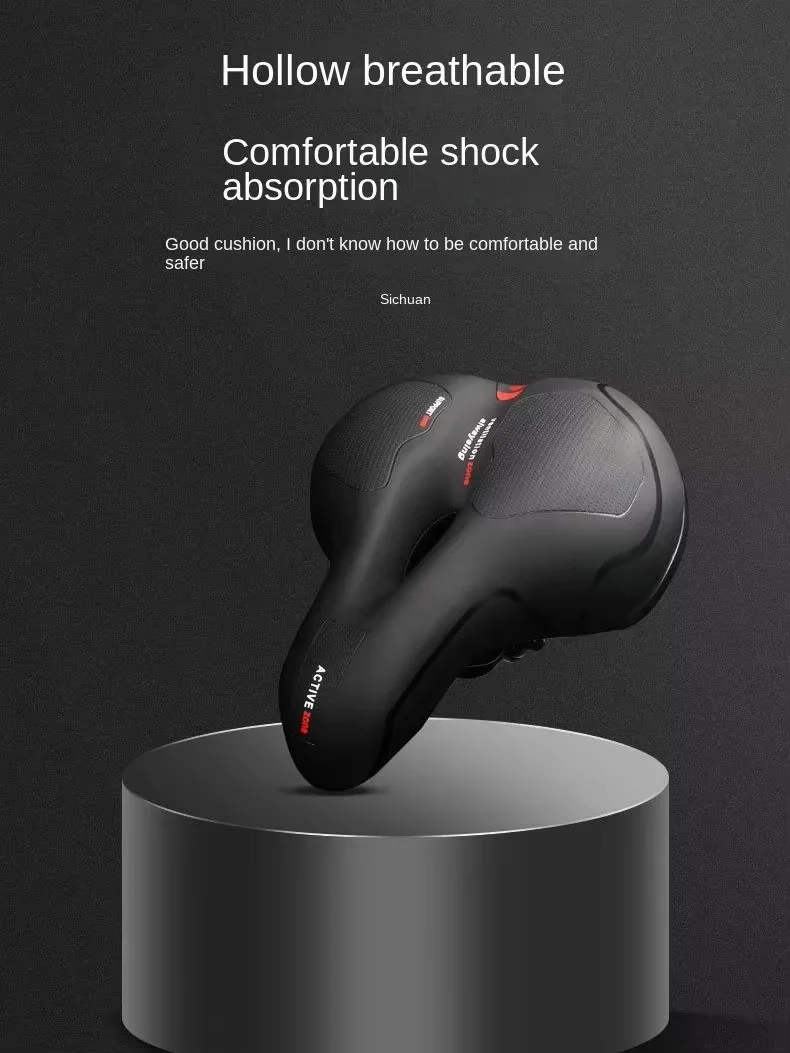 AliExpress Hollow Breathable Bicycle Saddle Men Women MTB Road Bike Saddle Shock Absorbing Comfortable Big Butt Bike Seat Safety Warning