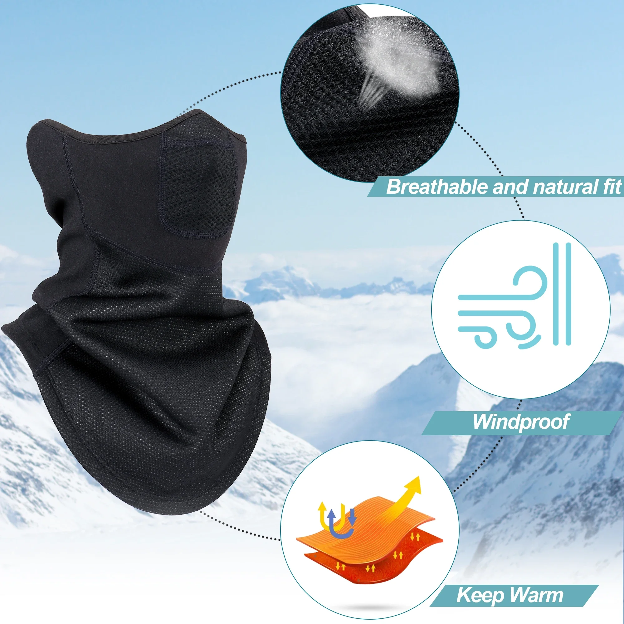 Winter Windproof Scarf Fleece Tube Bandana Soft Half Face Mask Ski Snowboard Neck Warmer Gaiter Thermal Snood Headwear Men Women