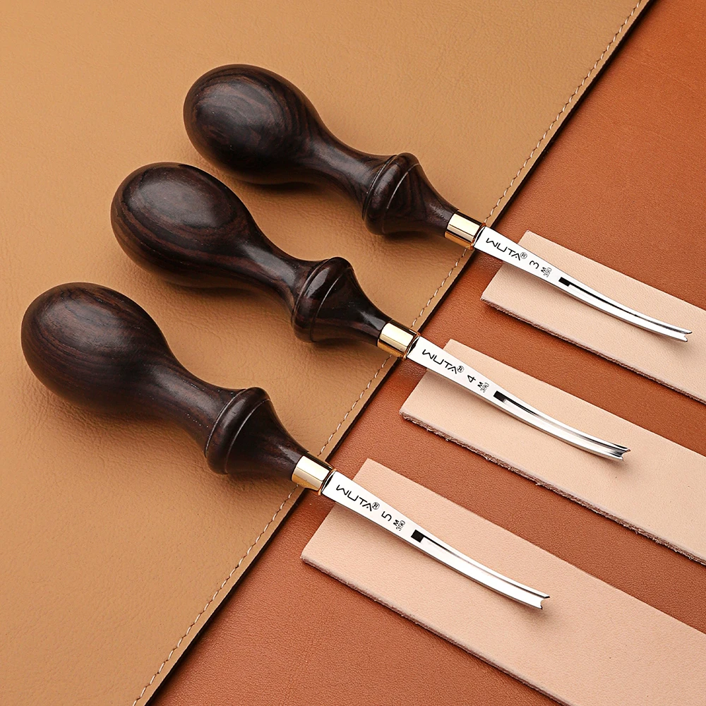 WUTA 1PC Leather Edge Beveler PRO Skiving Craft Work M390 / DC53 Steel Ebony Handle Cutter Edger Creaser Skiver Leather Tools