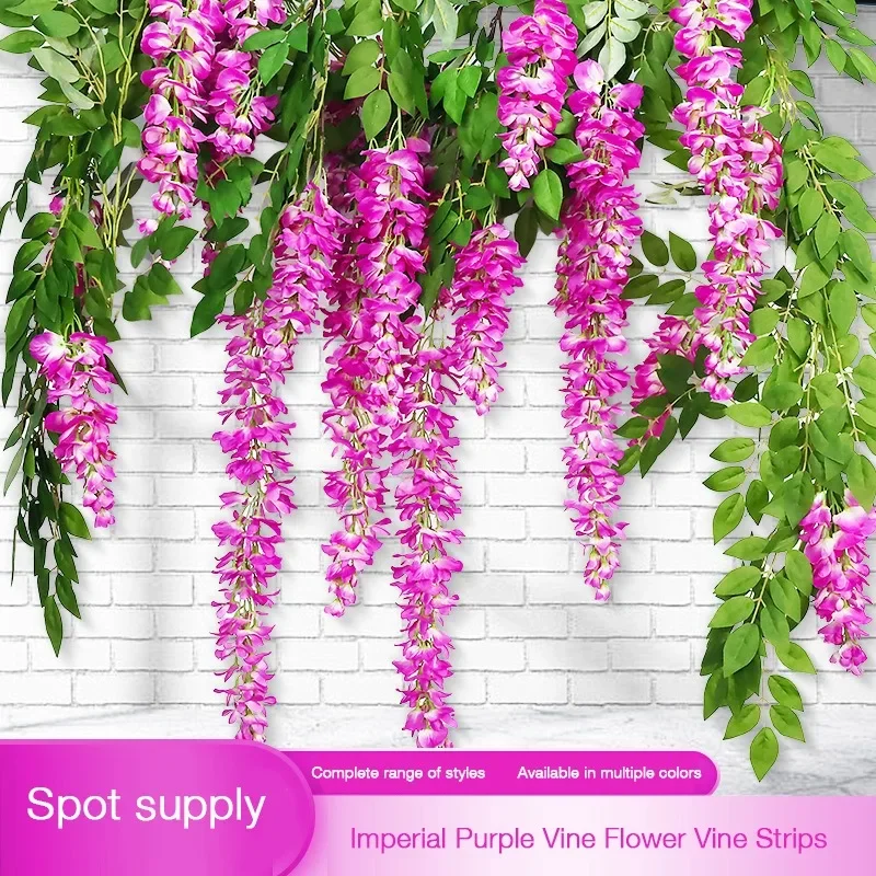 Wisteria Flowers Artificial Plant Vine Fake Ivy Garland for Wedding Arch Wall Hanging Decor Home Garden Decorations Plants