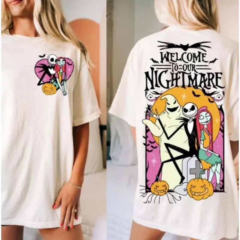 Ladies' New Cute Cartoon Halloween Harajuku Short Sleeved Loose And Comfortable Round Neck Top Street Casual Style T-Shirt