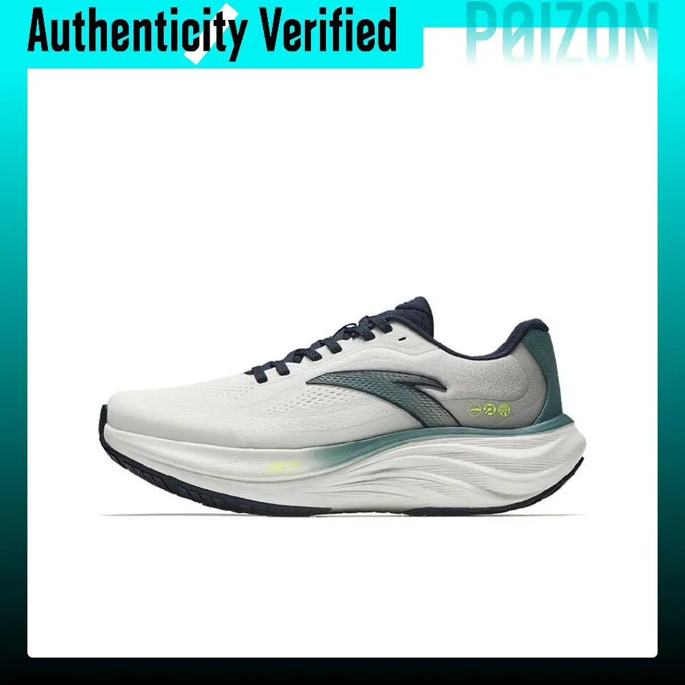 Anta Textile, Synthetic Leather Slip Resistant Abrasion Resistant Low top Casual Running Shoes Men's White Green 112515508-6