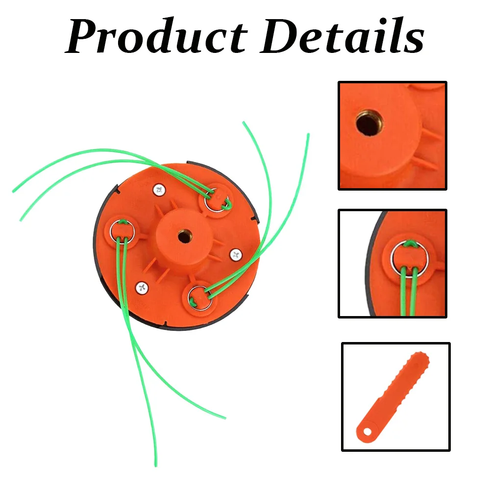 Lawnmower Trimmer Head with 3 Replaceable Blade Automatic Grass Trimmer Head for Gas Electric Weed Whacker Replacement Bump Head