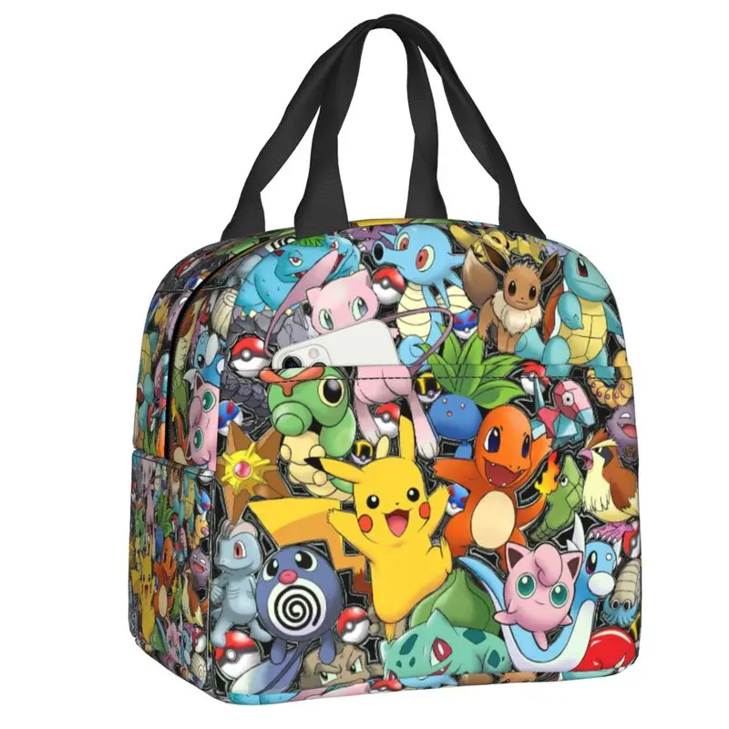 Bolsa de almuerzo aislada P-Pokemon Pikachus para la escuela, oficina, caja térmica reutilizable, caja Bento térmica, contenedor de comida para mujeres y niños, bolsas de mano